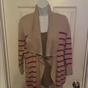 Striped Open Front Cardigan Sweater